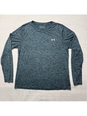 Men's Under Armour XL Green Gray Long Sleeve Heatgear Activewear